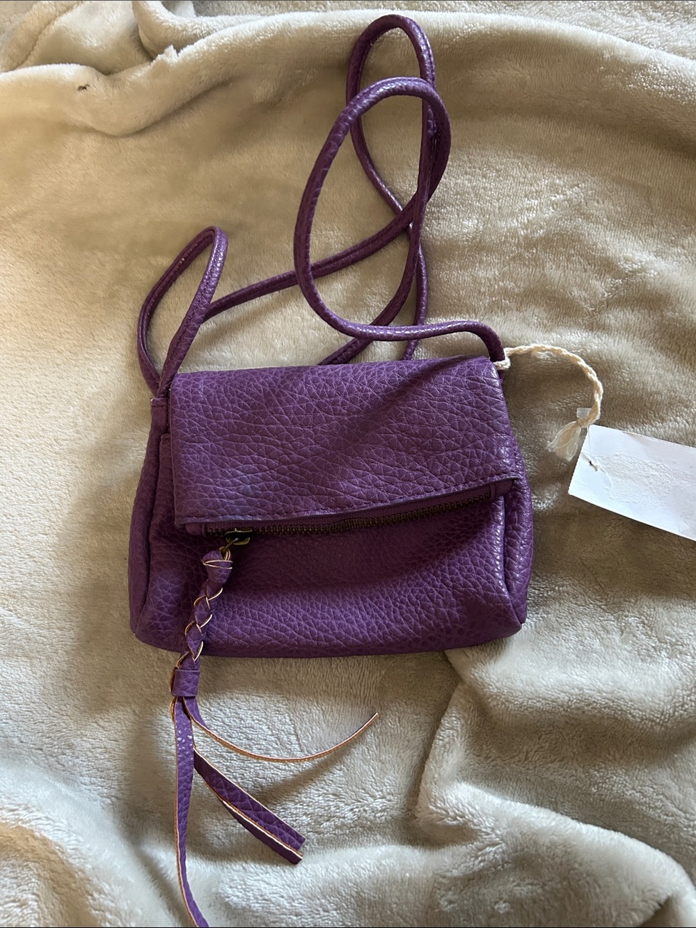 Mossimo Supply Co. Purple Leather Crossbody with Tassel Accent